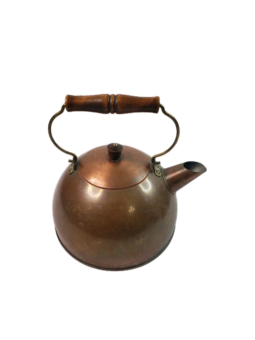 Vintage Revere Ware Copper Kettle Teapot with Wooden Handle - Copper Finish